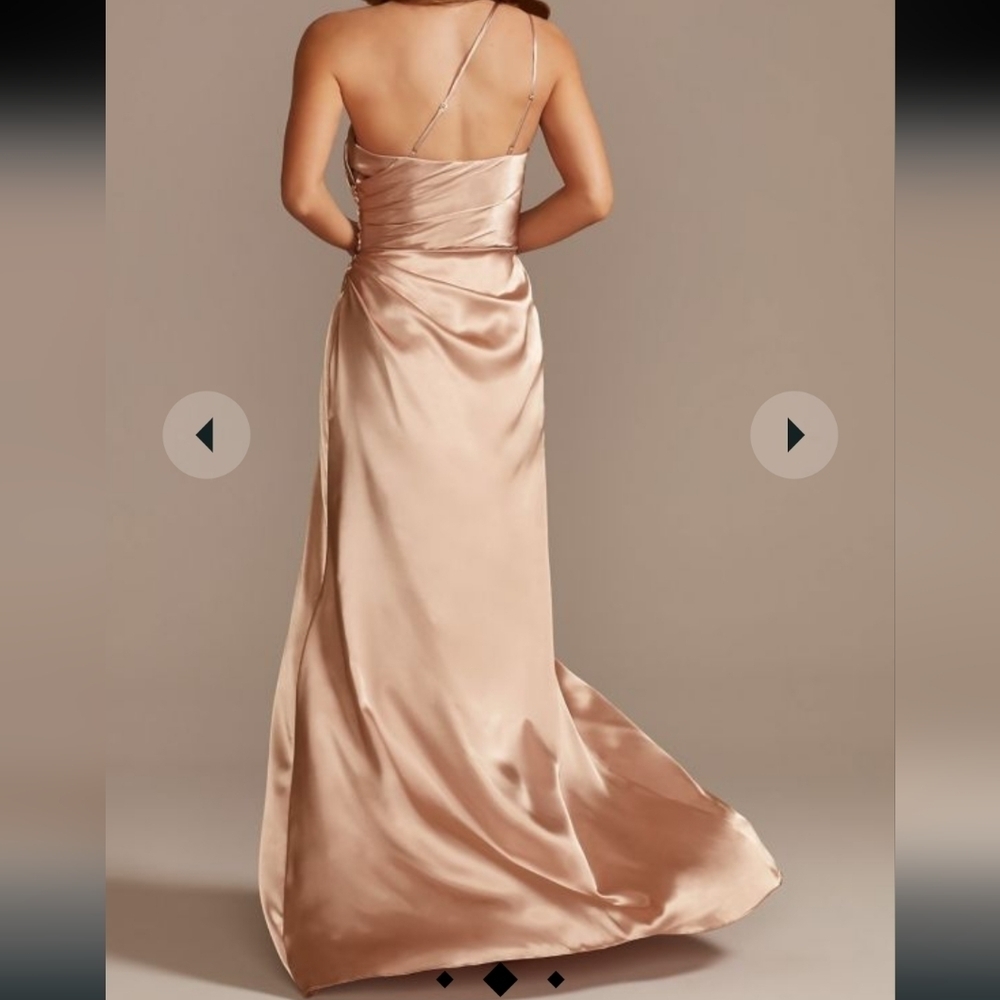 ✨️ GALINA SIGNATURE charmeuse draped one-shoulder Quartz Slit Maxi Dress. Sz 6 - Picture 3 of 13
